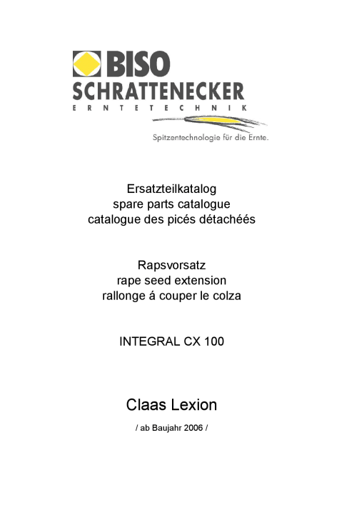 Biso CX_100_for_Claas_Lexion Parts manual catalog PDF Download