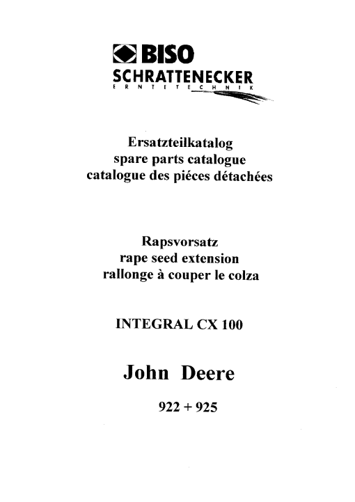Biso CX_100_for_John_Deere_922_925 Parts manual catalog PDF Download