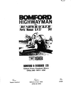 Bomford Highwayman_Bushwhacker Parts manual catalog PDF Download