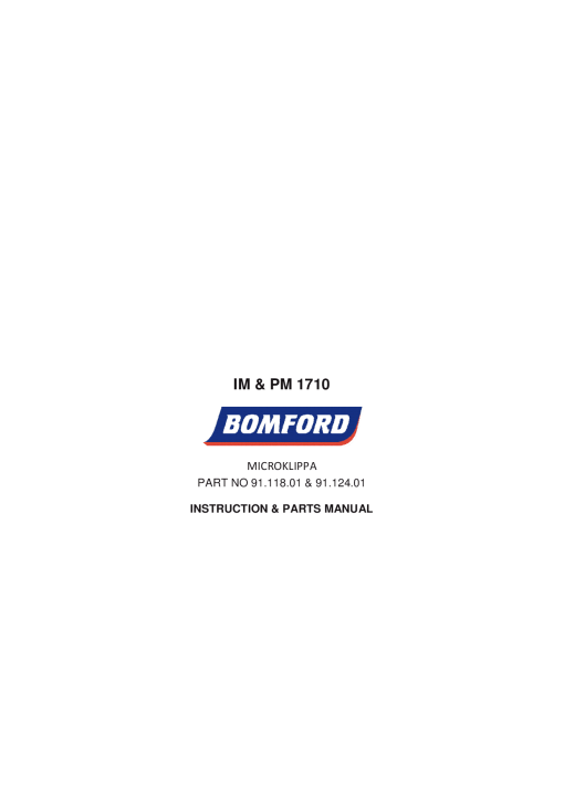 Bomford Microklippa Parts manual catalog PDF Download