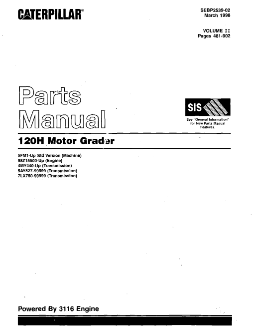 Caterpillar 120H Motor_grader Parts manual catalog PDF Download
