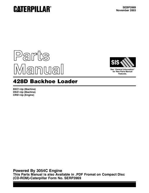 Caterpillar 428D Backhoe_loader Parts manual catalog PDF Download
