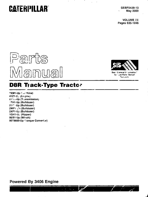 Caterpillar D8R_2 Crawler_tractor Parts manual catalog PDF Download