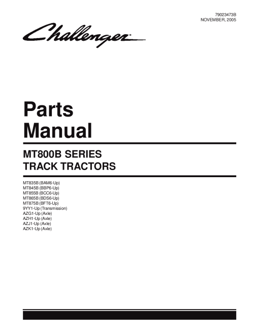 Challenger MT800B_Series_Track Parts manual catalog PDF Download
