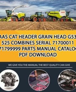 Claas Cat Header Grain Head G530-525 Combines Serial 71700011 -71799999 Parts Manual Catalog Pdf Download