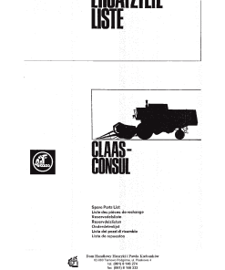 Claas Consul Parts manual catalog PDF Download