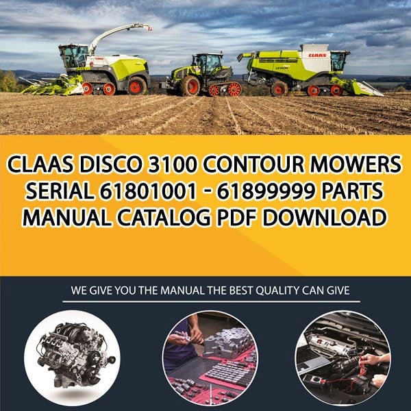 Claas Disco 3100 Contour Mowers Serial 61801001 - 61899999 Parts Manual Catalog Pdf Download