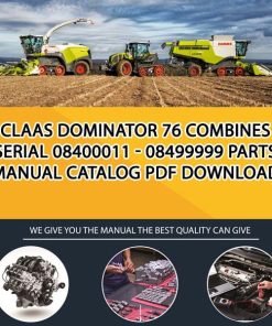 Claas Dominator 76 Combines Serial 08400011 - 08499999 Parts Manual Catalog Pdf Download