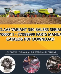 Claas Variant 350 Balers Serial 77000011 - 77099999 Parts Manual Catalog Pdf Download