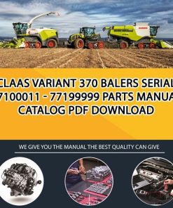 Claas Variant 370 Balers Serial 77100011 - 77199999 Parts Manual Catalog Pdf Download