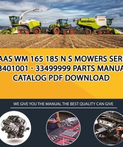 Claas Wm 165 185 N S Mowers Serial 33401001 - 33499999 Parts Manual Catalog Pdf Download