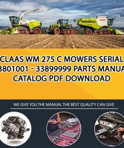 Claas Wm 275 C Mowers Serial 33801001 - 33899999 Parts Manual Catalog Pdf Download