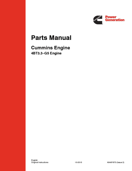 Cummins 4BT3.3-G5 Engine Parts Manual PDF Download