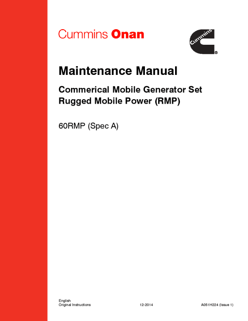 Cummins 60RMP Commerical Mobile Generator Set Rugged Mobile Power Manintenance manual PDF Download