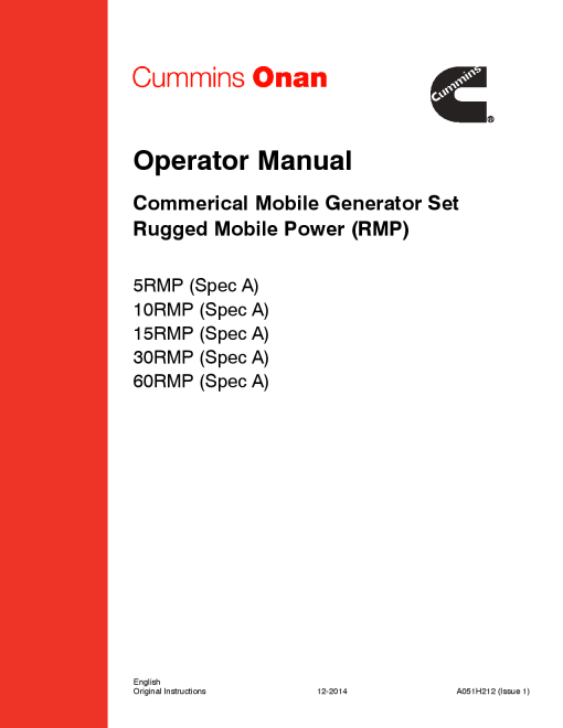 Cummins Commerical Mobile Generator Set Rugged Mobile Power Operator manual PDF Download
