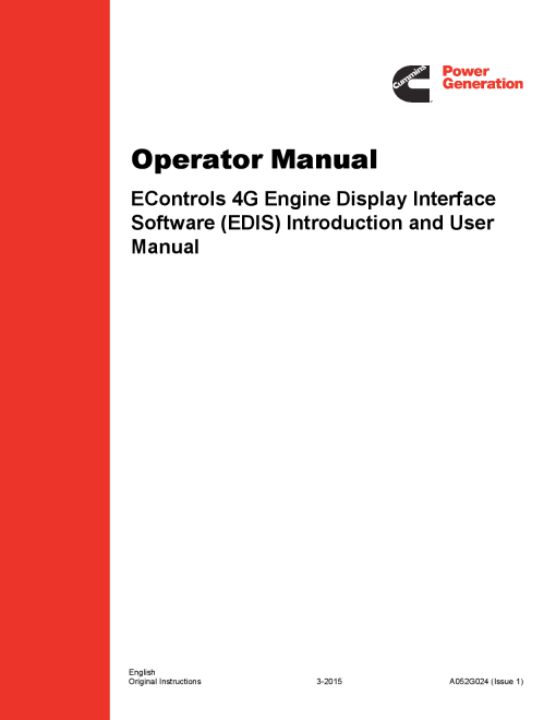 Cummins EControls 4G EDIS Operator Manual PDF Download