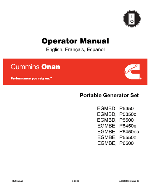 Cummins EGMBD-E, Portable (English, French, Spanish), 4.0- Operator manual PDF Download