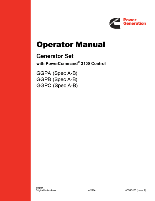 Cummins GGPA-C with GM 5.0L Engine, PCC 2100 Operator manual PDF Download