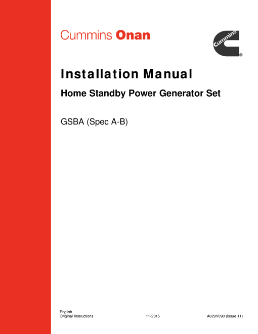 Cummins GSBA, RS 13A, 13 kW Installation Manual PDF Download
