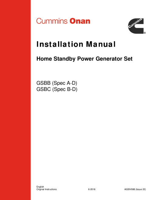 Cummins GSBB-C, RS 20A - AC and RS 14AF, 14-20 kW Installation Manual PDF Download