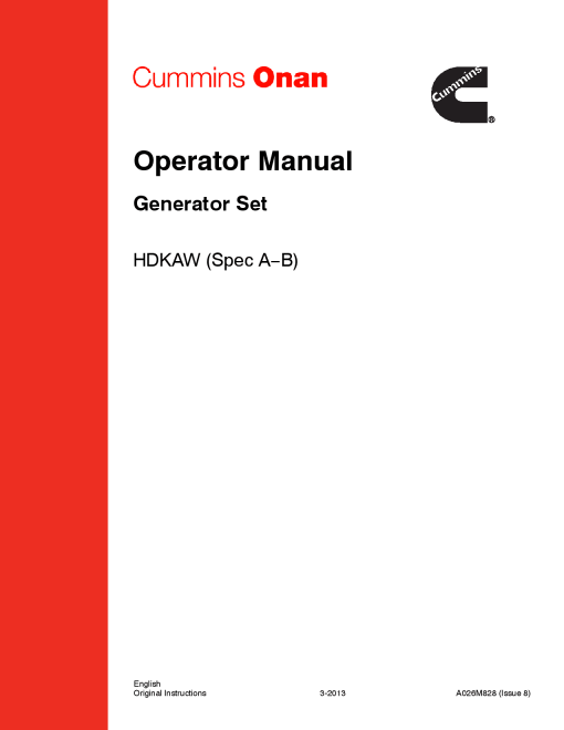 Cummins HDKAW, Commercial Mobile, 20 kW Operator manual PDF Download