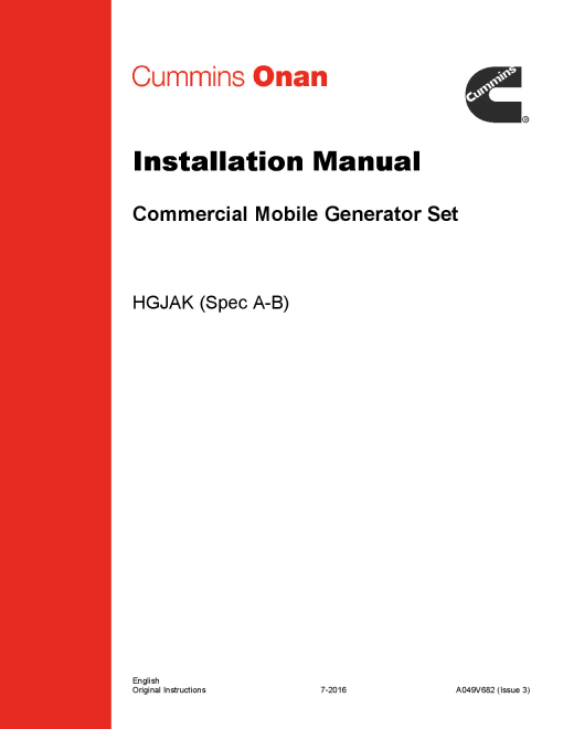 Cummins HGJAK, Commercial QG, 5.5 kW Installation Manual PDF Download