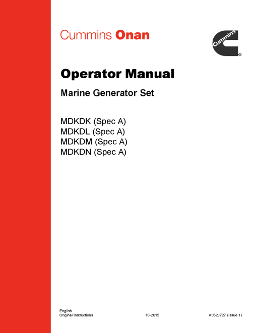 Cummins MDKDK, MDKDL, MDKDM, MDKDN, Marine QD, 7-27 kW Operator Manual PDF Download