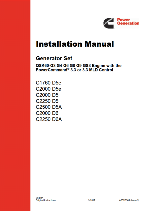Cummins QSK60 G3 G4 G6 G8 G9 GS3 with PC3.3 or 3.3 MLD Installation Manual PDF Download