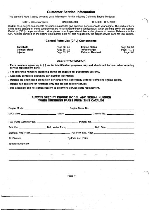 Cummins QSX15_GD Parts manual catalog PDF Download