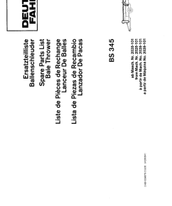 Deutz BS 345 Baler Parts manual catalog PDF Download