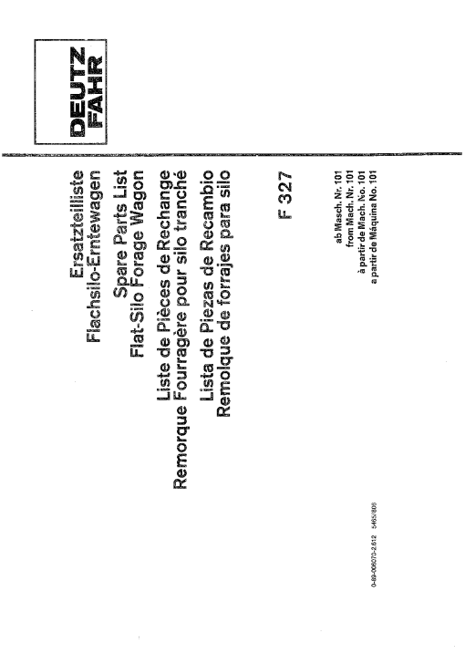 Deutz F327 Trailer Parts manual catalog PDF Download