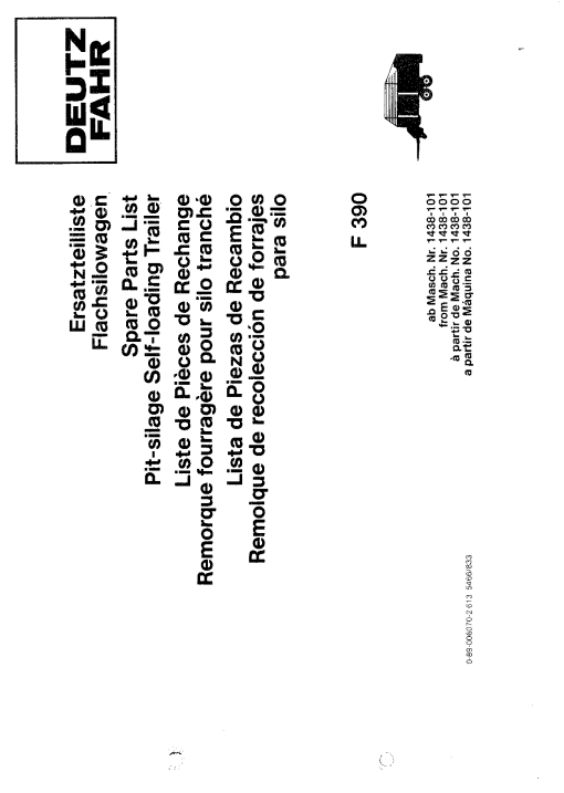 Deutz F390 Trailer Parts manual catalog PDF Download
