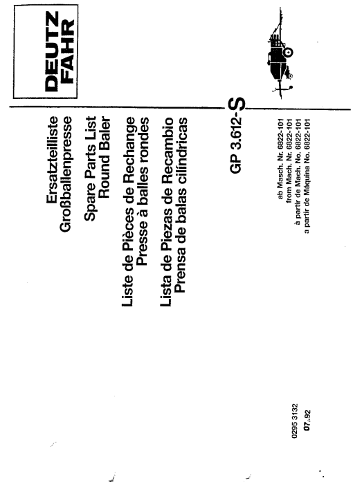 Deutz GP3.612 Baler Parts manual catalog PDF Download