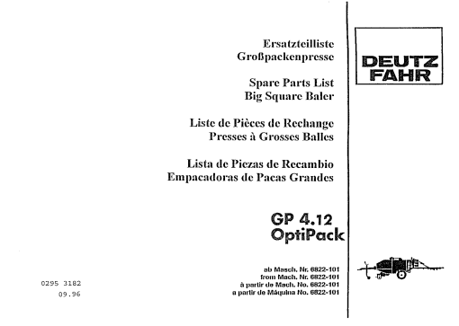 Deutz GP4.12 Baler Parts manual catalog PDF Download