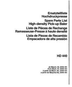 Deutz HD-440 Baler Parts manual catalog PDF Download