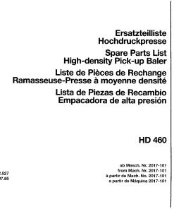 Deutz HD-460 Baler Parts manual catalog PDF Download