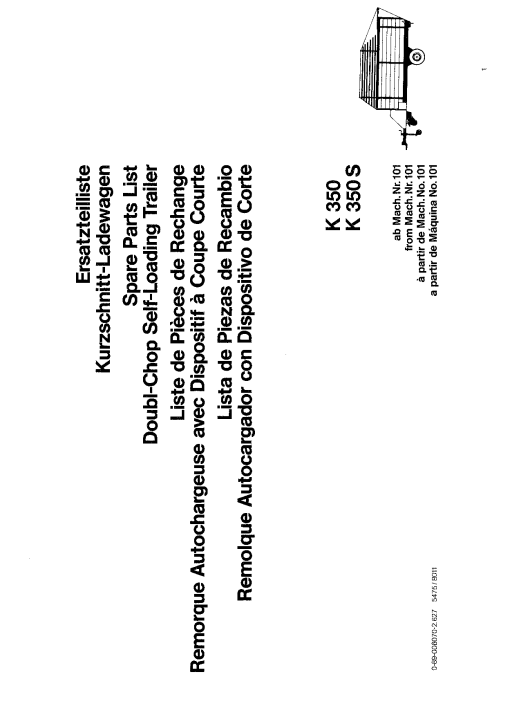 Deutz K350 Trailer Parts manual catalog PDF Download