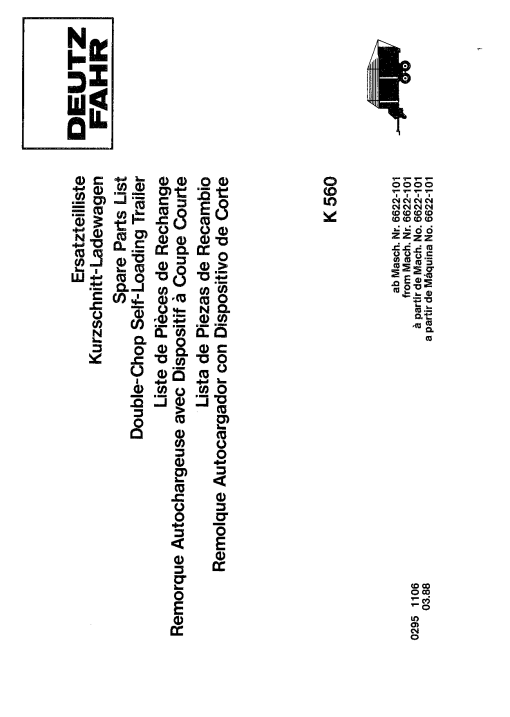 Deutz K560 Trailer Parts manual catalog PDF Download