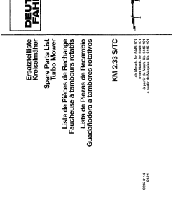 Deutz KM2.33 Mower Parts manual catalog PDF Download