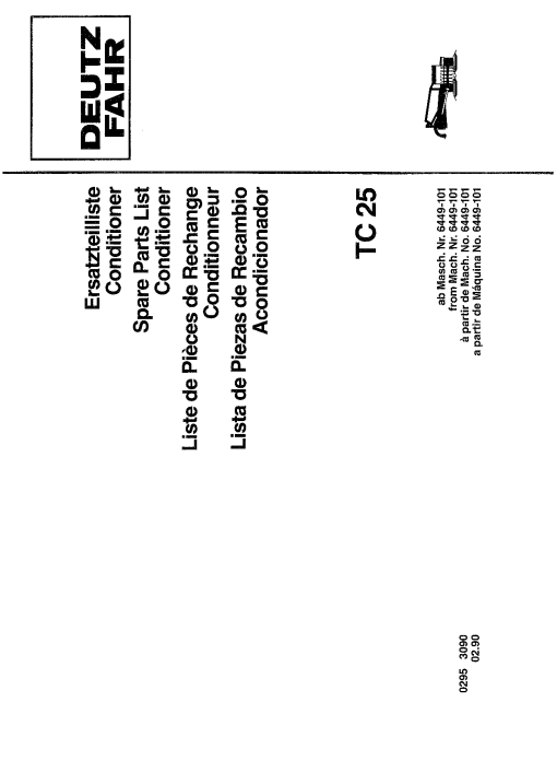 Deutz TC25 Mower Parts manual catalog PDF Download