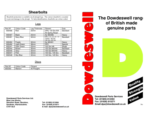 Dowdeswell Body_parts Parts manual catalog PDF Download