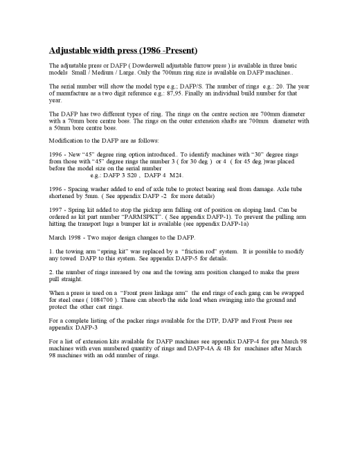Dowdeswell DAFP_History Parts manual catalog PDF Download