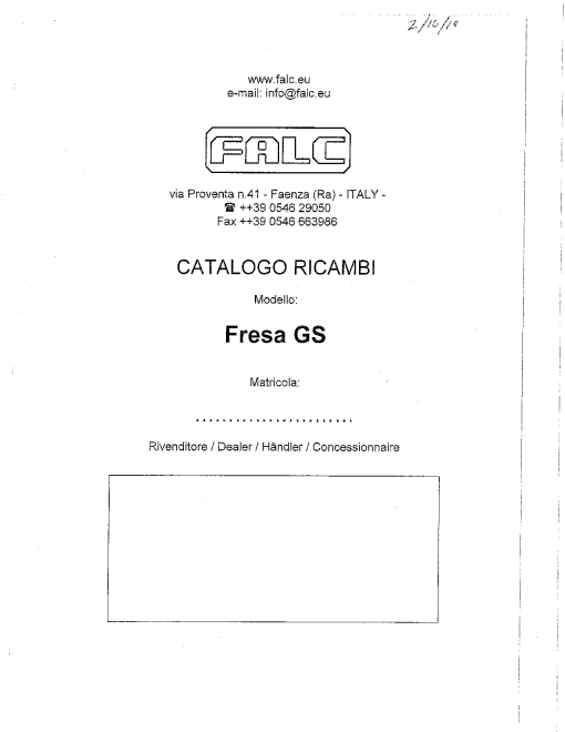 Falc GS Parts manual catalog PDF Download
