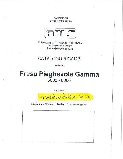 Falc Gamma_5000_6000_2013 Parts manual catalog PDF Download