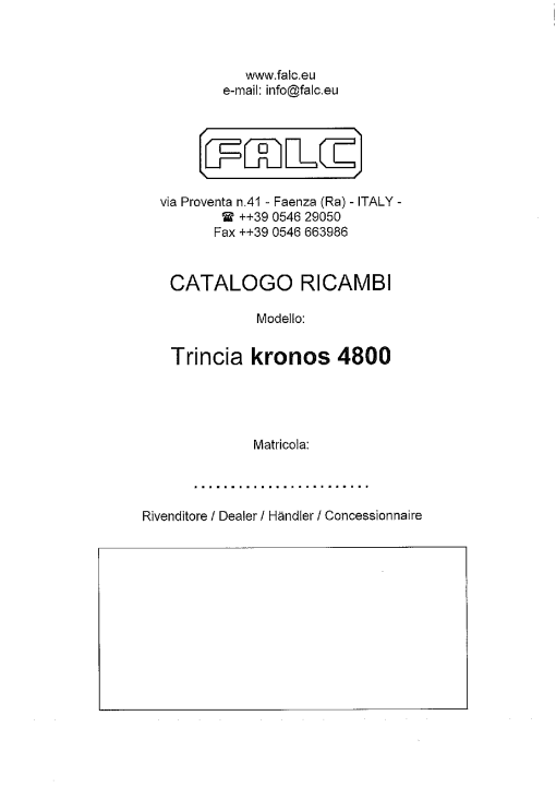Falc Kronos_4800 Parts manual catalog PDF Download
