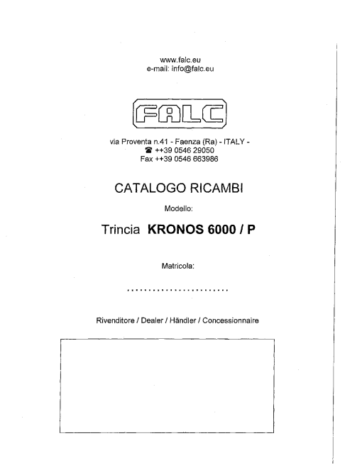 Falc Kronos_6000 Parts manual catalog PDF Download