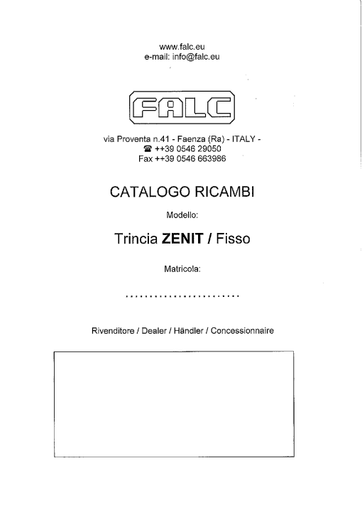 Falc Zenit Parts manual catalog PDF Download
