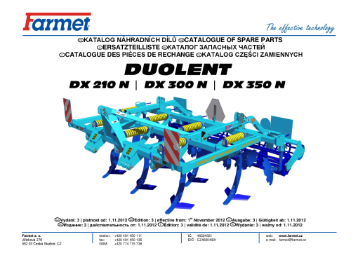 Farmet Duolent_DX210_300_350 Parts manual catalog PDF Download