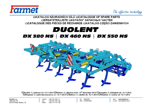 Farmet Duolent_DX380_460_550 Parts manual catalog PDF Download