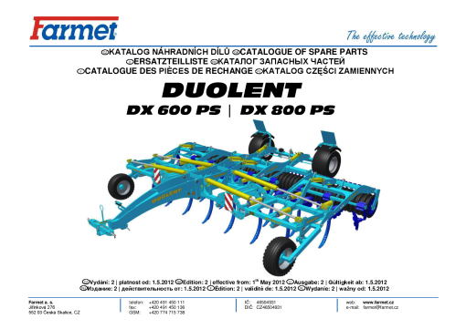 Farmet Duolent_DX600_800 Parts manual catalog PDF Download